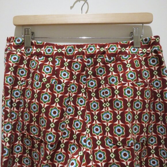 ANTHROPOLOGIE MAEVE Retro Floral Mid Rise Flare Stretch Ponte Pant Boho Size 8 - Picture 11 of 14